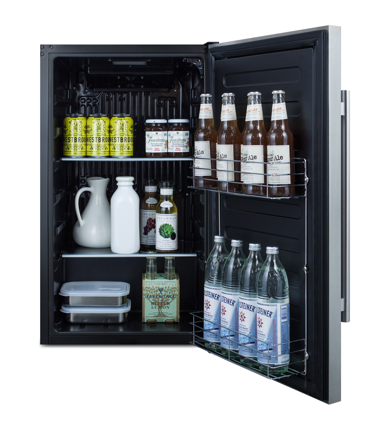 Commercially approved, ADA compliant, ENERGY STAR certified outdoor all-refrigerator for built-in or freestanding use with a shallow 17.25